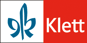 Klett-Logo mit einem stilisierten blauen Symbol auf weißem Hintergrund neben einem roten Rechteck mit dem Wort Klett in weißer Schrift.